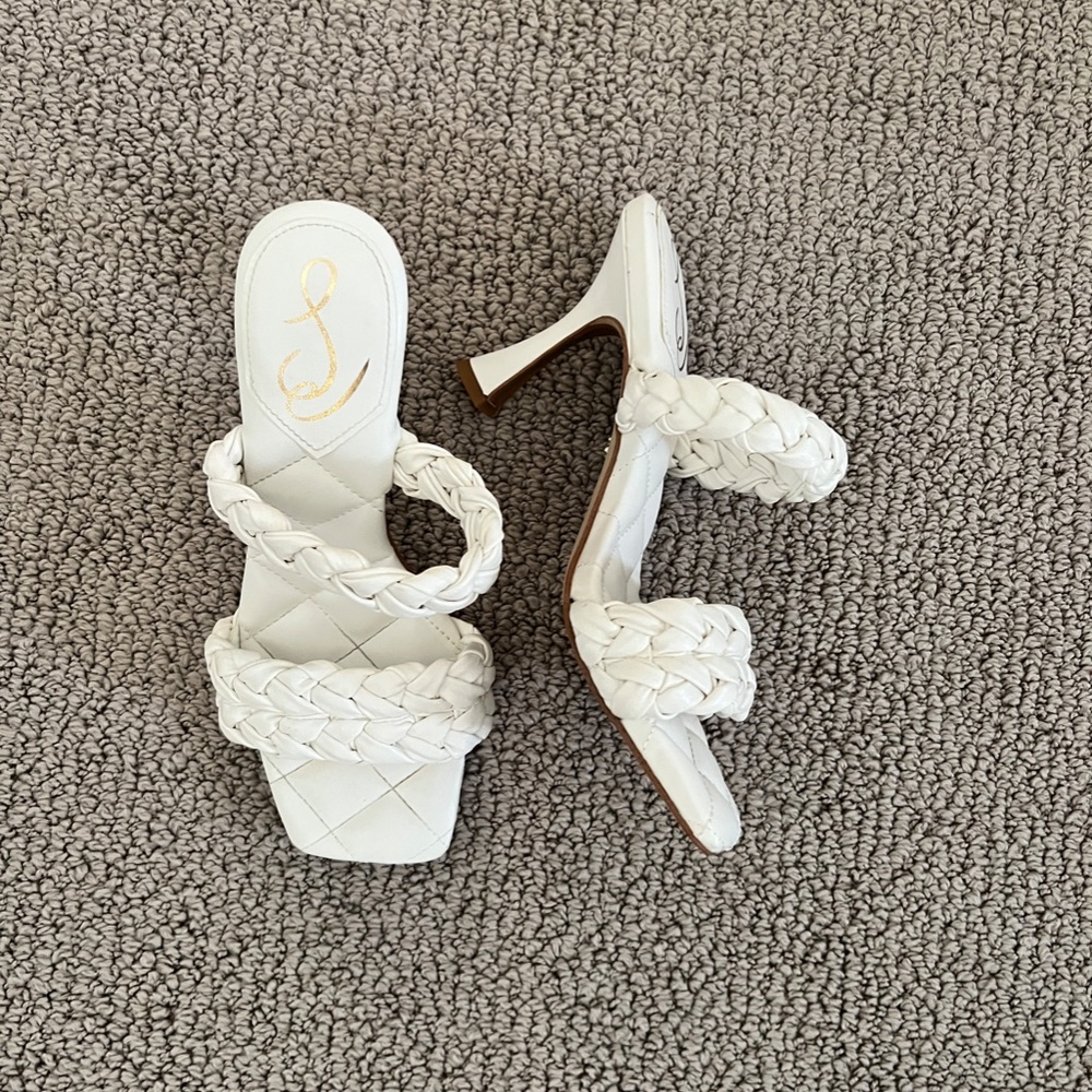 Sam Edelman white quilted heels - Picture 2 of 5